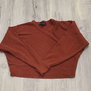 Women's V-Neck Sweater in Rust